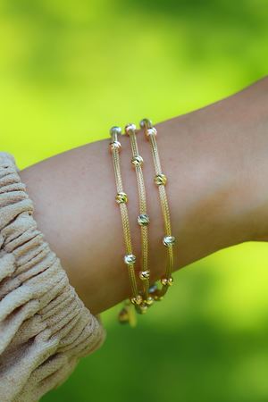 14 Ayar Sarı Altın 3 Sıra Toplu Bileklik