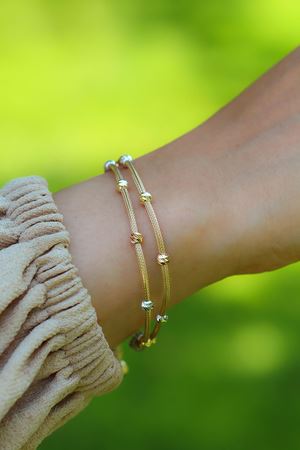 14 Ayar Sarı Altın 2 Sıra Toplu Bileklik