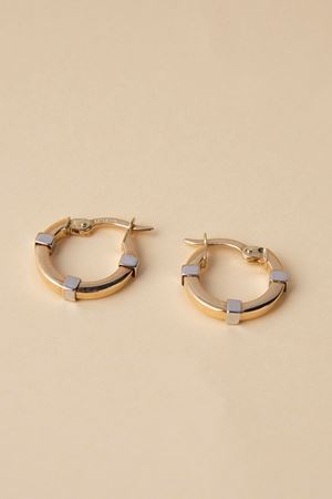 14 Ayar Sarı Beyaz Altın Halka Küpe