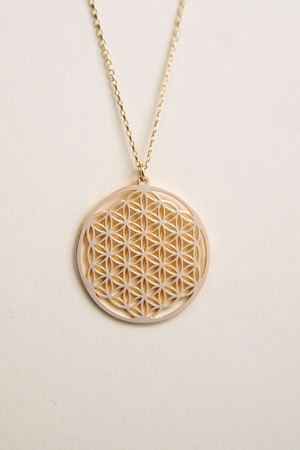 14 Ayar Sarı Altın Yaşam Çiçeği Kolye