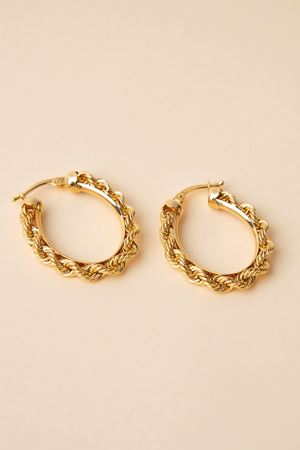 14 Ayar Sarı Altın Halat Halka Küpe