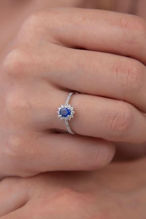 0,64 Carat Pırlanta Safir Yüzük