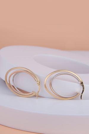 14 Ayar Üç Renkli Altın Halka Küpe