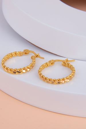 22 Ayar Sarı Altın Halka Burma Küpe