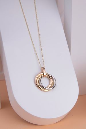 14 Ayar Üç Renkli Altın Olimpiyat Kolye