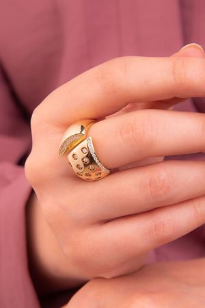 14 Ayar Sarı Altın Fantezi Yüzük