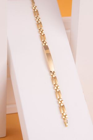 14 Ayar Sarı Altın Plaka Çocuk Bileklik