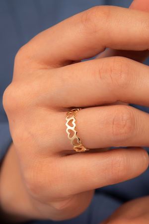 14 Ayar Sarı Altın Kalp Yüzük