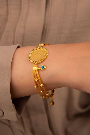 14 Ayar Sarı Altın Nazar Çeyrek Bileklik