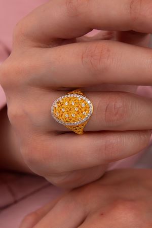 14 Ayar Sarı Altın Yadigar Oval Yüzük