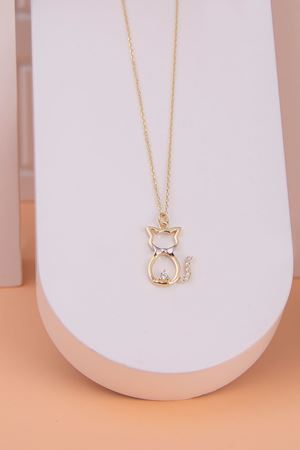 14 Ayar Sarı Altın Kedi Kolye