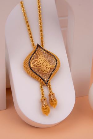 14 Ayar Sarı Altın Köstekli Tuğra Gerdanlık