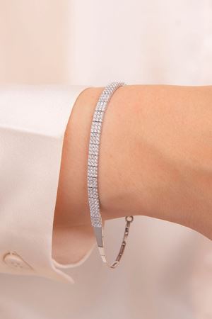 14 Ayar Beyaz Altın Set Su Yolu Bileklik