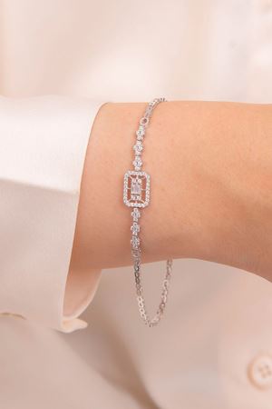 14 Ayar Beyaz Altın Set Baget Bileklik