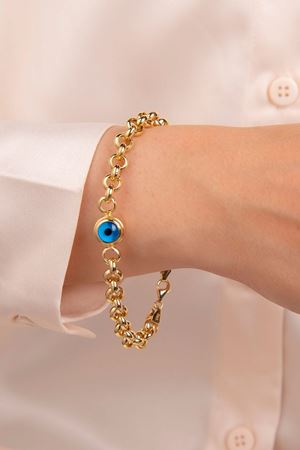 14 Ayar Sarı Altın Doch 1Li Nazar Bileklik