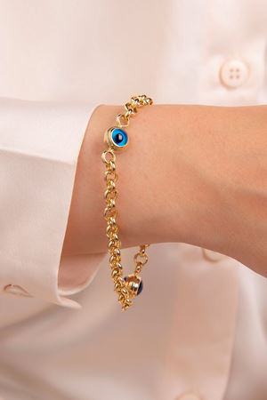 14 Ayar Sarı Altın Doch 2Li Nazar Bileklik