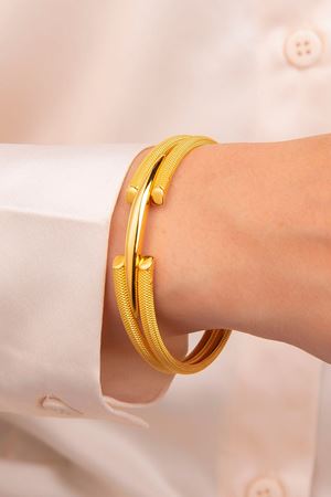 14 Ayar Sarı Altın 1 Sıra Kaburga Bilezik