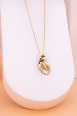 14 Ayar Sarı Altın Anne Çocuk Kolye