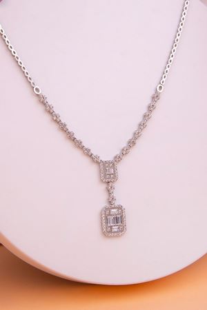 14 Ayar Beyaz Altın Set Baget Gerdanlık