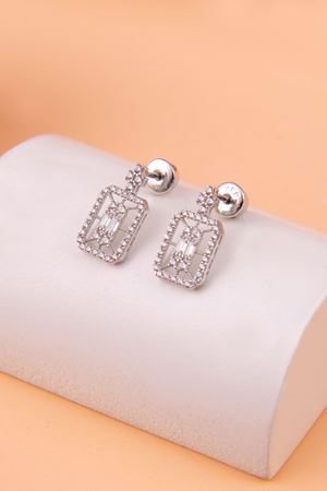 14 Ayar Beyaz Altın Baget Set Küpe