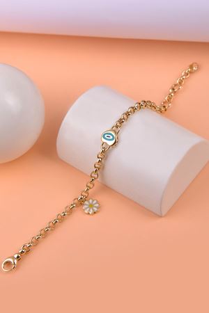 14 Ayar Sarı Altın Papatya Çocuk Bileklik