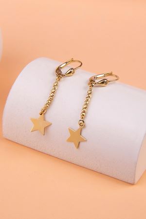 14 Ayar Sarı Altın Sallantılı Yıldız Küpe