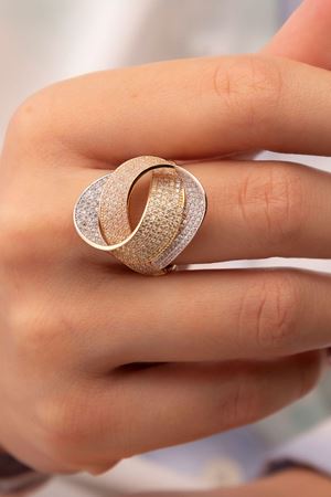 14 Ayar Üç Renkli Altın Tasarım Yüzük