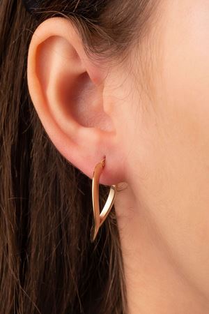 14 Ayar Sarı Altın Halka Dalga Küpe