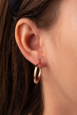 14 Ayar Sarı Altın Köşeli Halka Küpe