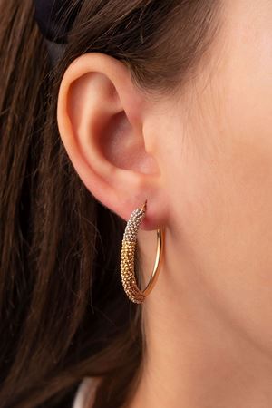 14 Ayar Üç Renkli Altın Halka Küpe