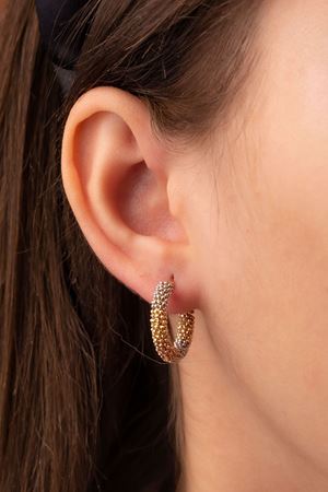 14 Ayar Üç Renkli Altın Halka Küpe