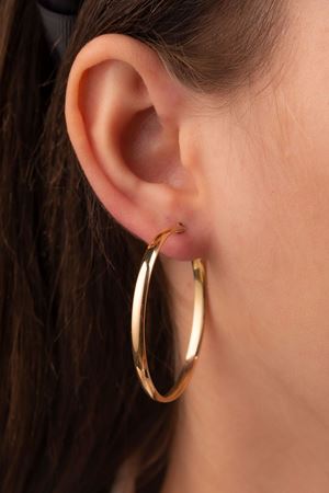 14 Ayar Sarı Altın Halka Bombeli Küpe