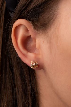 14 Ayar Üç Renkli Altın Vidalı Toplu Küpe