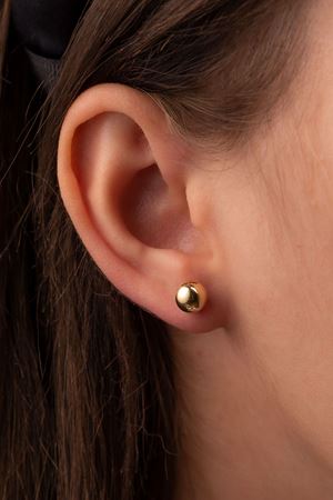 14 Ayar Sarı Altın Vidalı Top Küpe