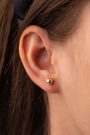 14 Ayar Sarı Altın Vidalı Top Küpe