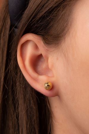 14 Ayar Sarı Altın Vidalı Top Küpe