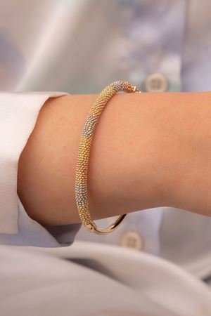 14 Ayar Üç Renkli Altın Fantezi Bilezik