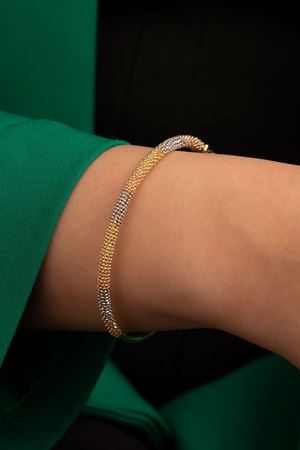 14 Ayar Üç Renkli Altın Örgü Tasarım Bilezik