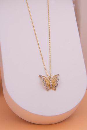 14 Ayar Sarı Altın Kelebek Kolye