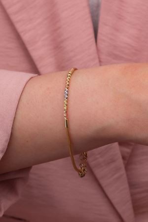 14 Ayar Üç Renkli Altın Toplu Bileklik