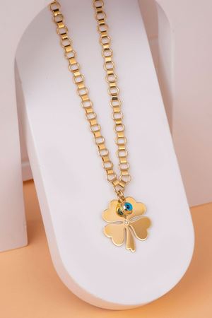 14 Ayar Altın Fortuna Yonca Nazar Kolye