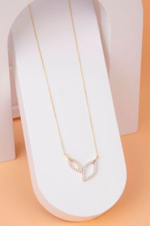 14 Ayar Altın İkili Yaprak Kolye