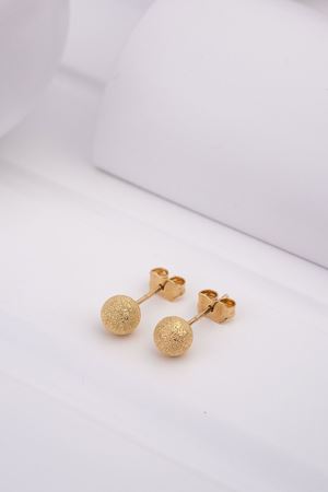 14 Ayar Sarı Altın Vidalı Top Küpe