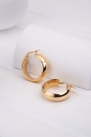 14 Ayar Sarı Altın Bombe Halka Küpe