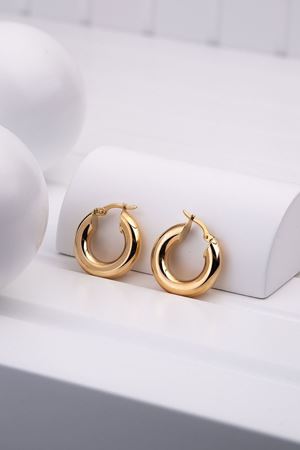 14 Ayar Sarı Altın Bombe Halka Küpe