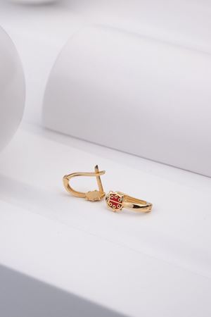 14 Ayar Sarı Altın Uğur Böceği Çocuk Küpe