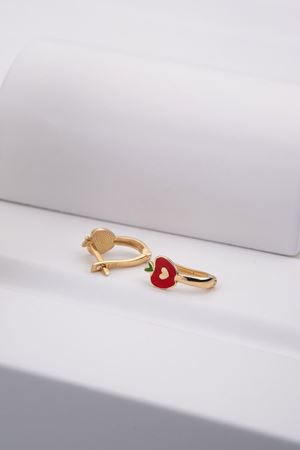 14 Ayar Sarı Altın Elma Çocuk Küpe