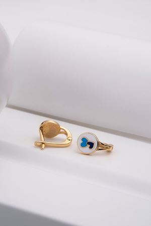 14 Ayar Sarı Altın Kalp Çocuk Küpe