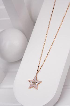 14 Ayar Rose Altın Jazibee Yıldız Kolye