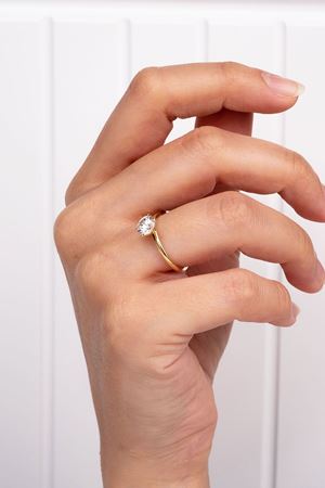 14 Ayar Sarı Altın Tektaş Yüzük